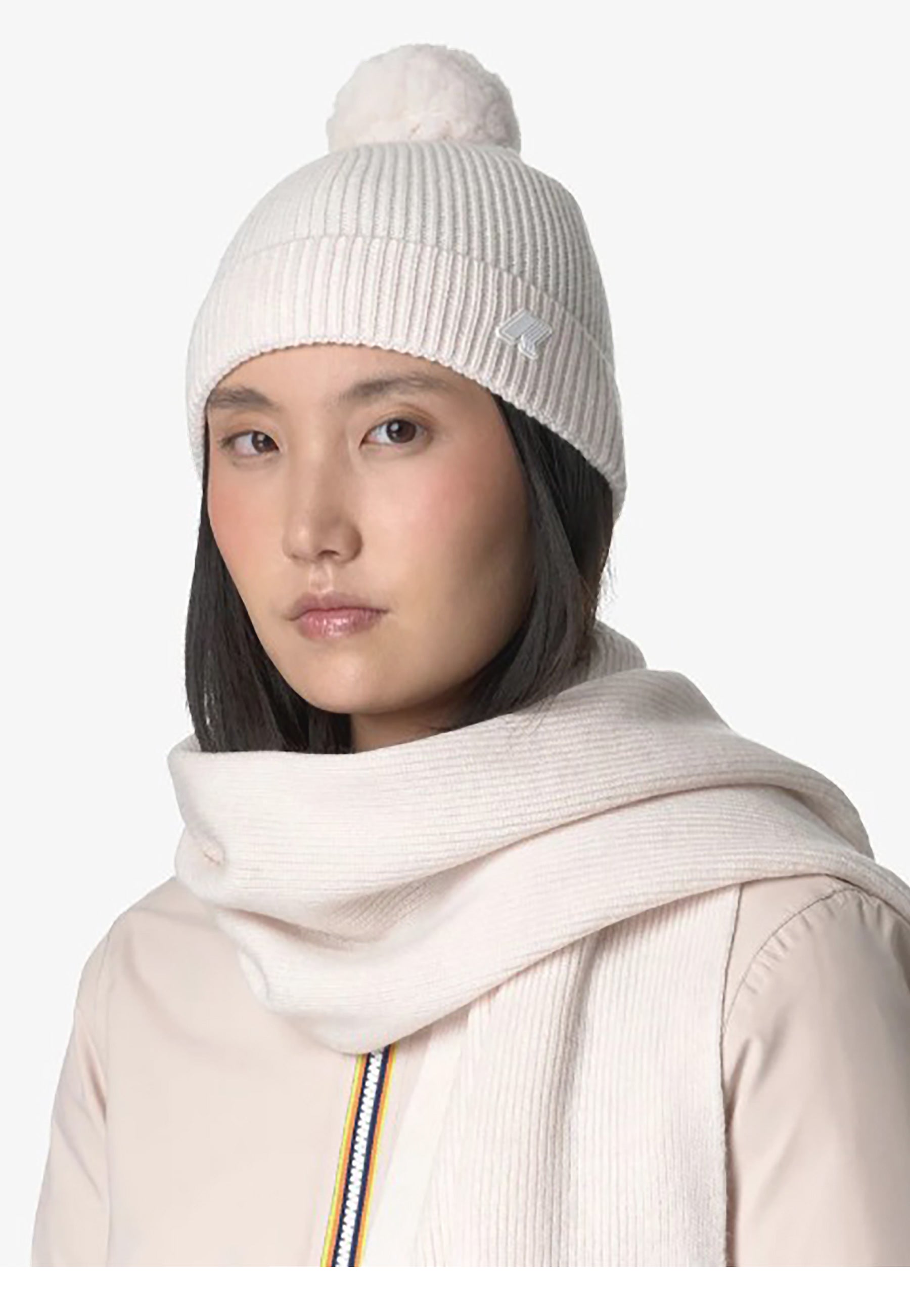 KWAY BERRETTO VINCIENNE CARDIGAN STITCH WOOL_AZ0_WHITE GARDENIA MELANGE