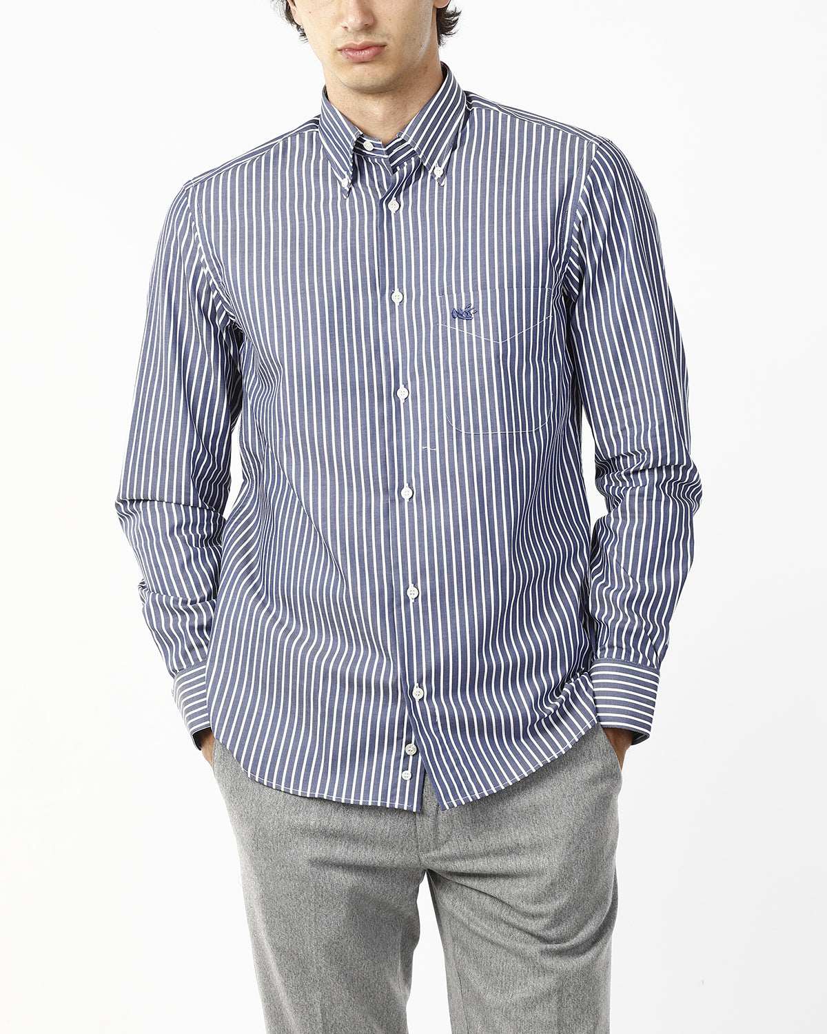 CAMICIA A RIGHE BLU E BIANCHE