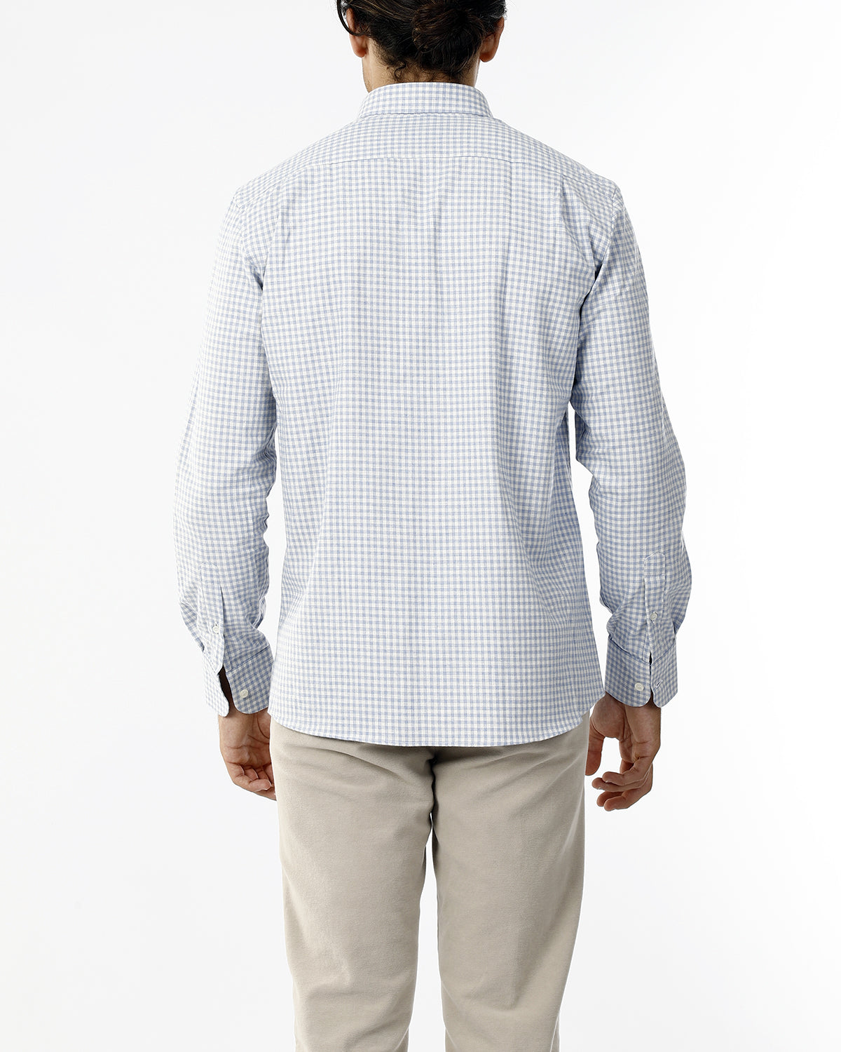 CAMICIA A QUADRI CELESTE