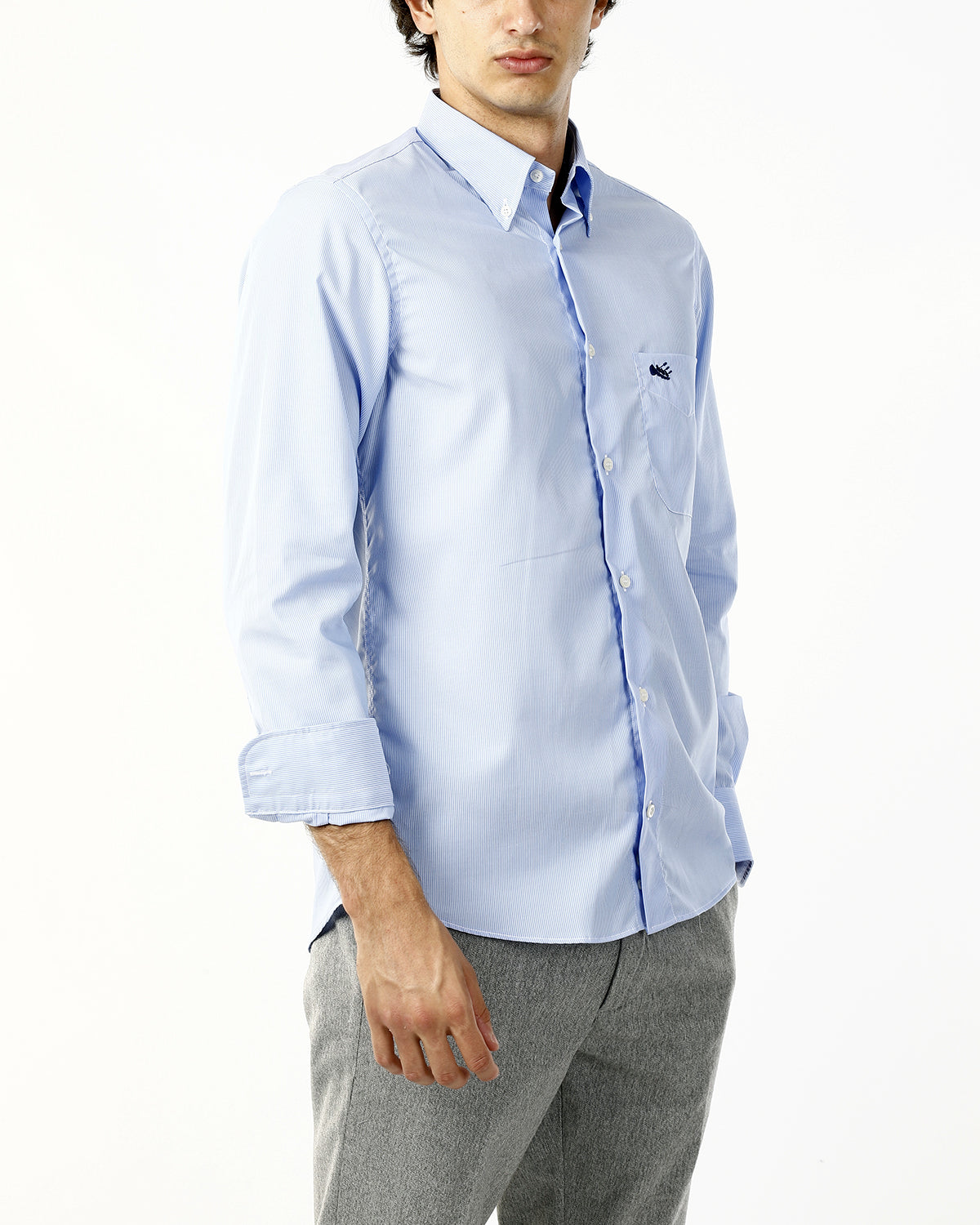 CAMICIA MICRORIGA CELESTE - NO IRON