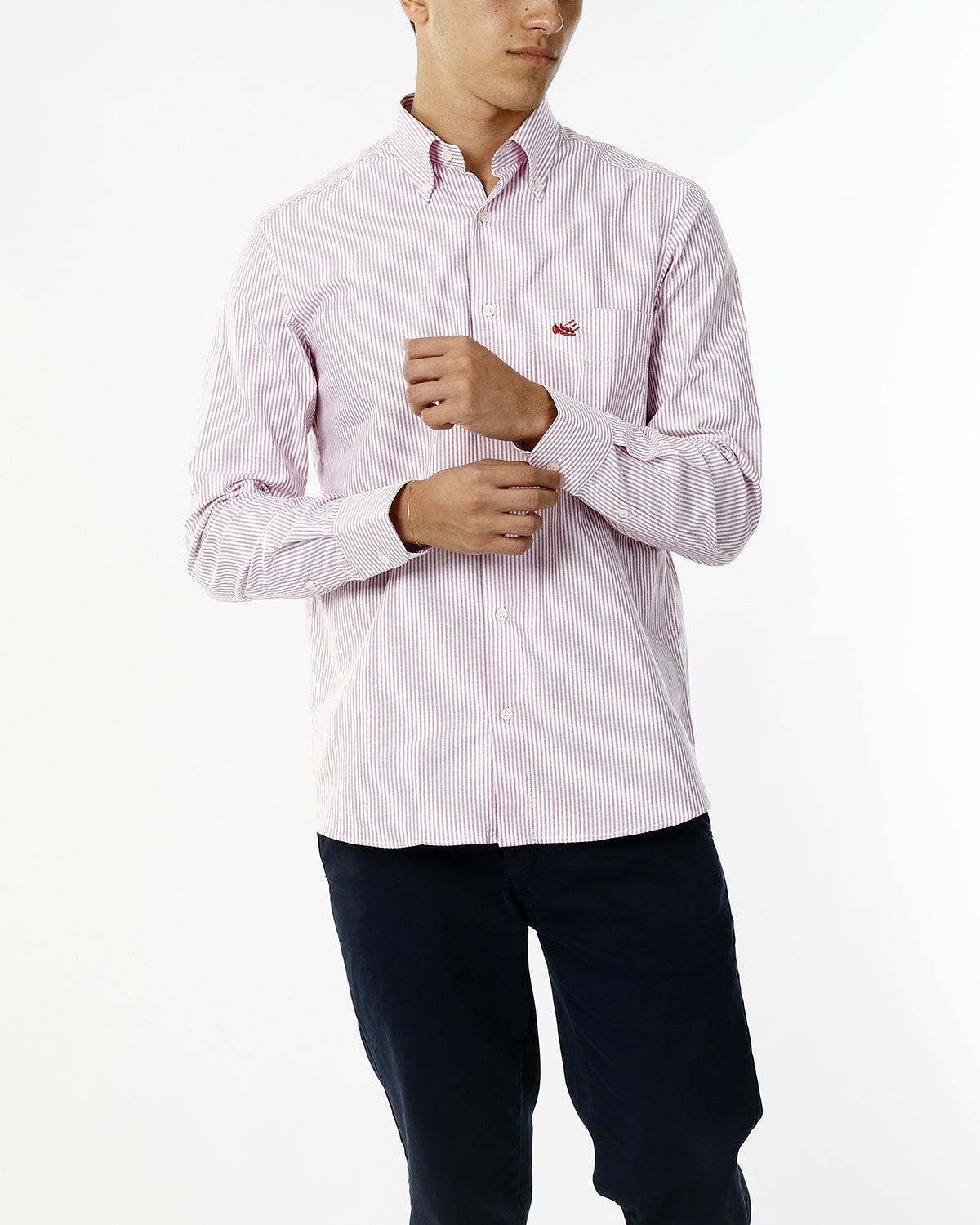 OLD RIVER CAMICIA A RIGHE E LOGO SU TONO_ROSSO