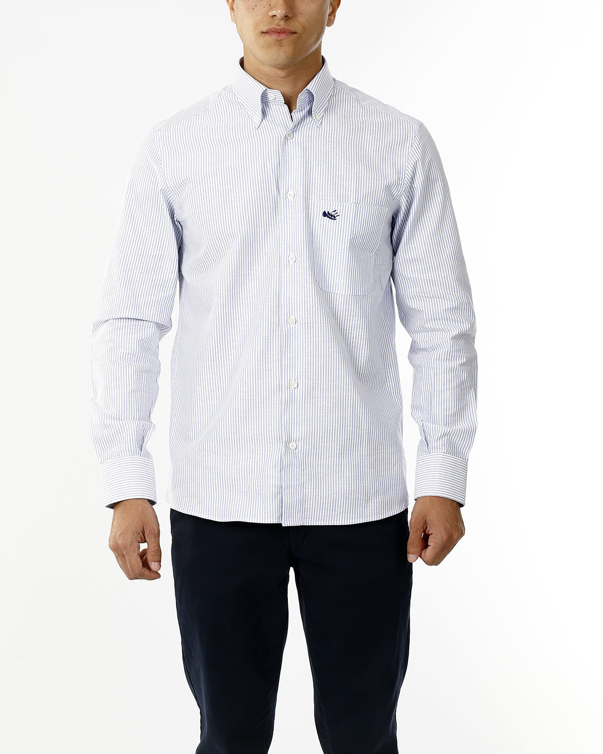 OLD RIVER CAMICIA A RIGHE E LOGO SU TONO_BLU