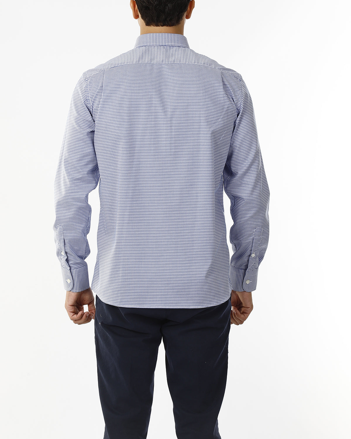 CAMICIA IN MICROFANTASIA PIED DE POULE - NO IRON