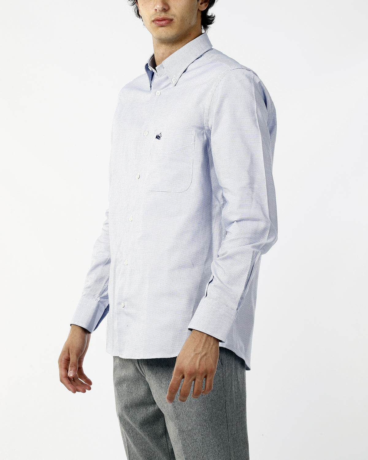 CAMICIA MICROFANTASIA QUADRUCCI BLU - NO IRON