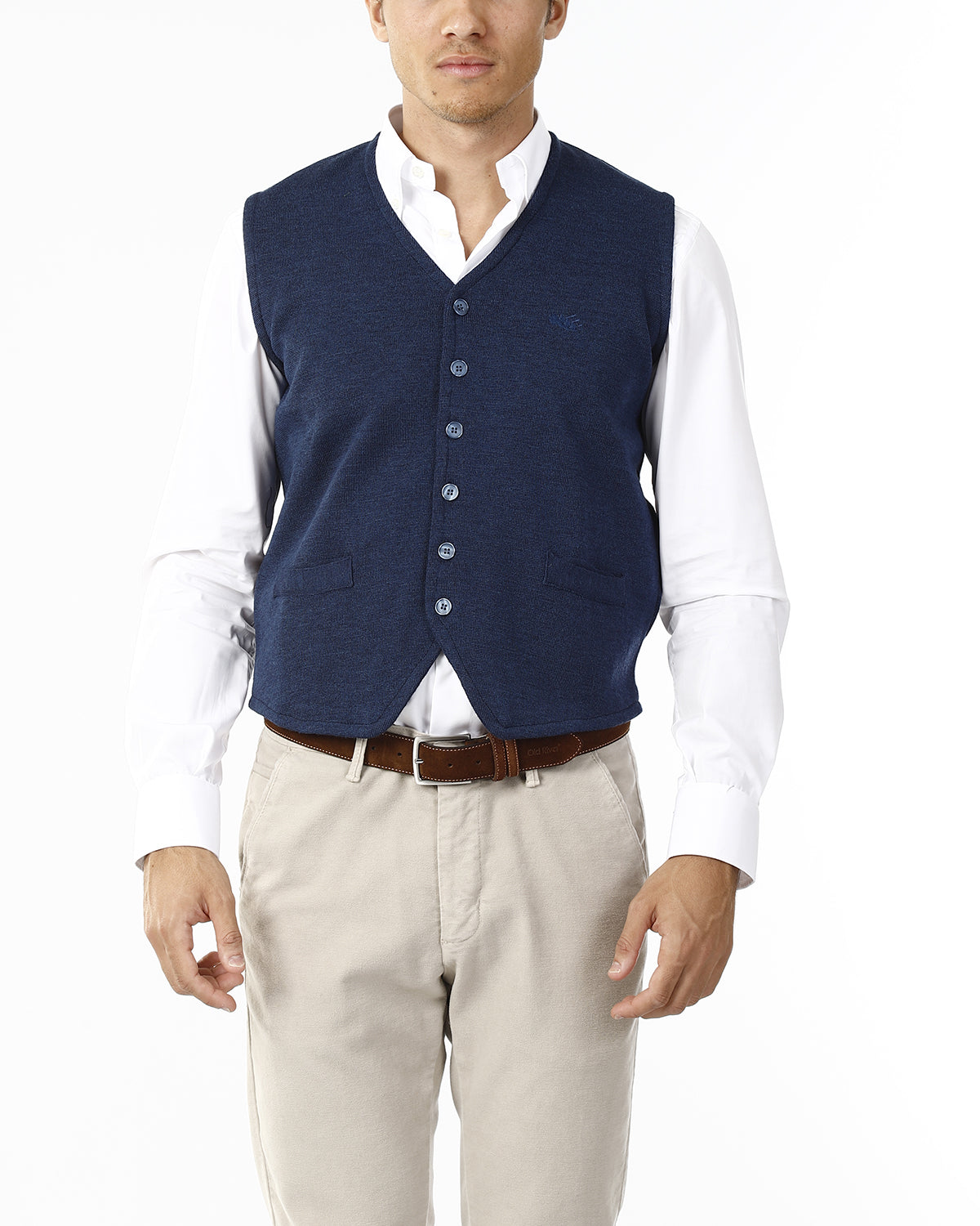 GILET CON BOTTONI E SCOLLO V_AVION