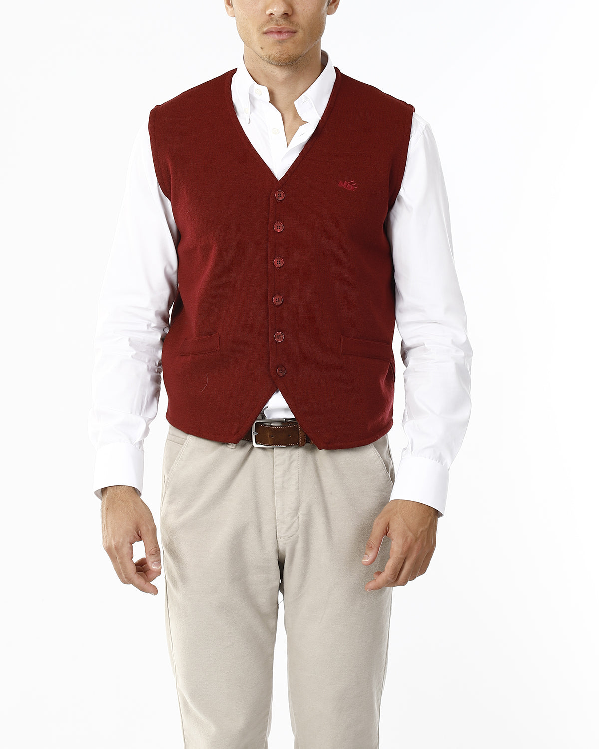 GILET CON BOTTONI E SCOLLO V_SANGRIA
