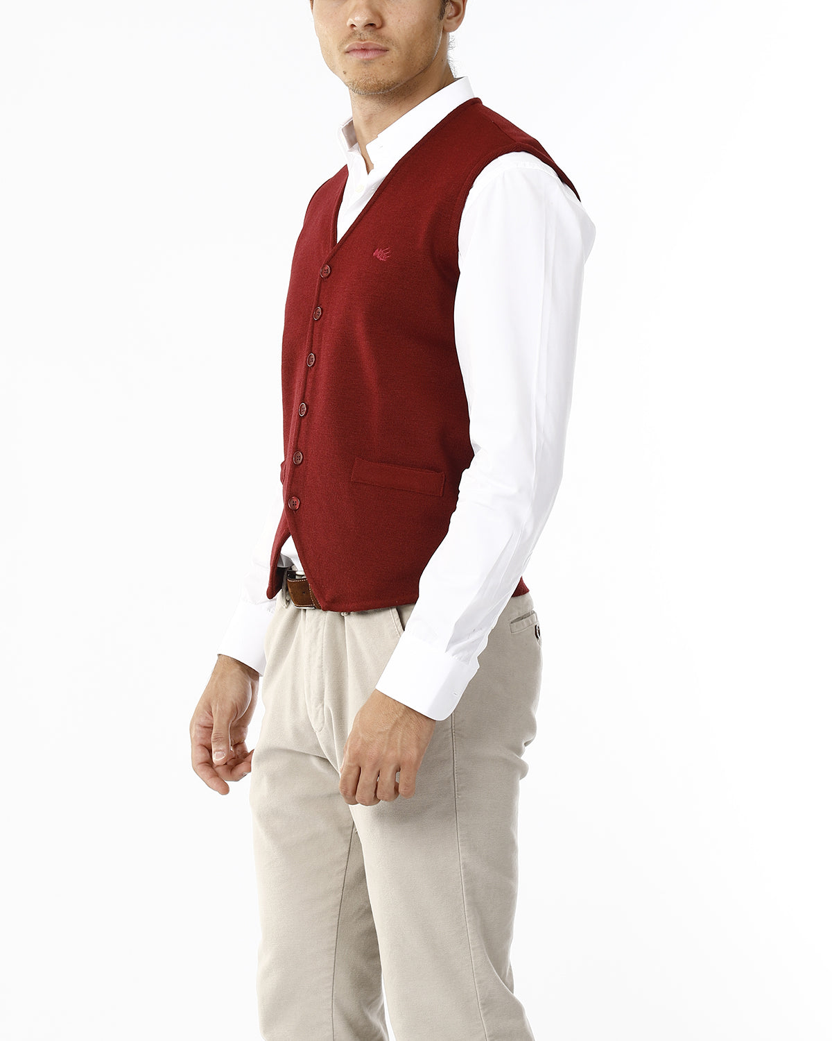 GILET CON BOTTONI E SCOLLO V_SANGRIA