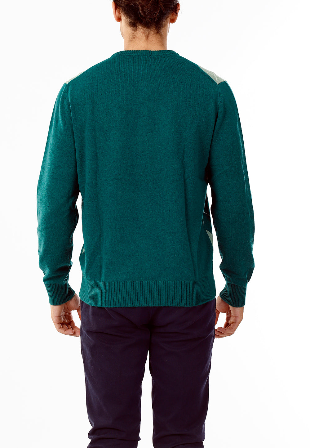 MAGLIONE GIROCOLLO ROMBI LANA E CASHMERE_VERDE