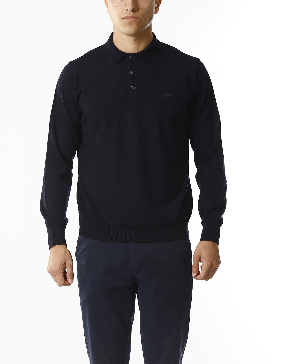 POLO IN MAGLIA - LANA EXTRAFINE 100%_TENEBRA