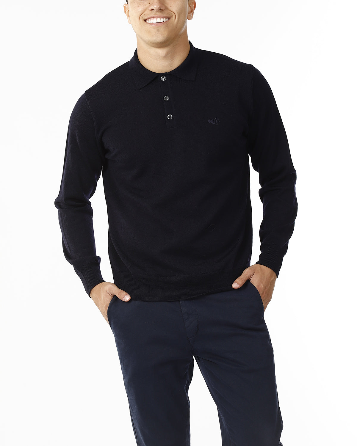 POLO IN MAGLIA - LANA EXTRAFINE 100%_TENEBRA