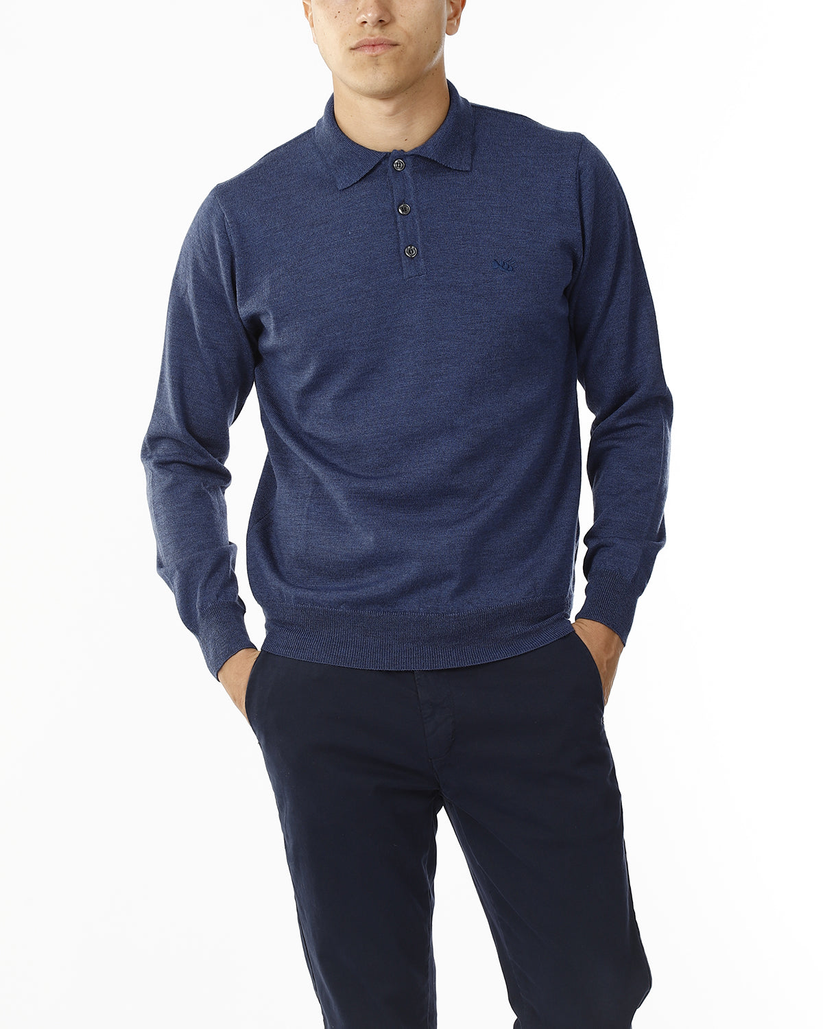 POLO IN MAGLIA - LANA EXTRAFINE 100%_PROFONDO