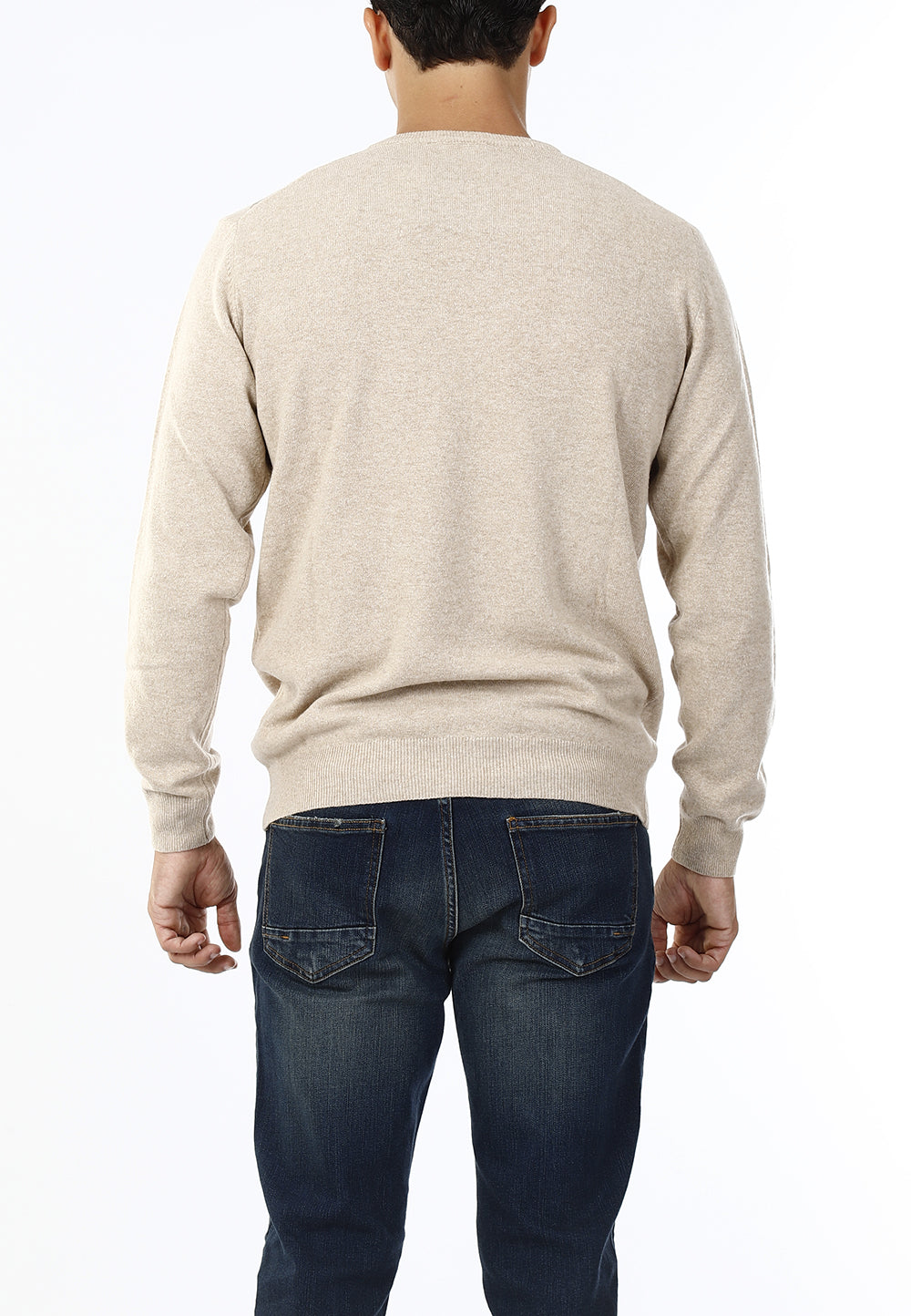 MAGLIONE GIROCOLLO ROMBI LANA E CASHMERE_BEIGE