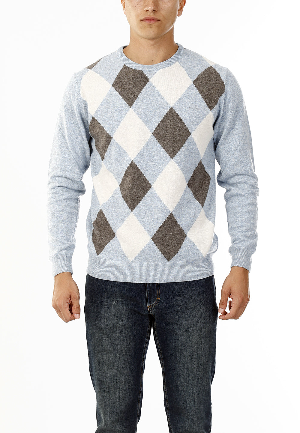 MAGLIONE GIROCOLLO ROMBI LANA E CASHMERE_ZUCCHERO