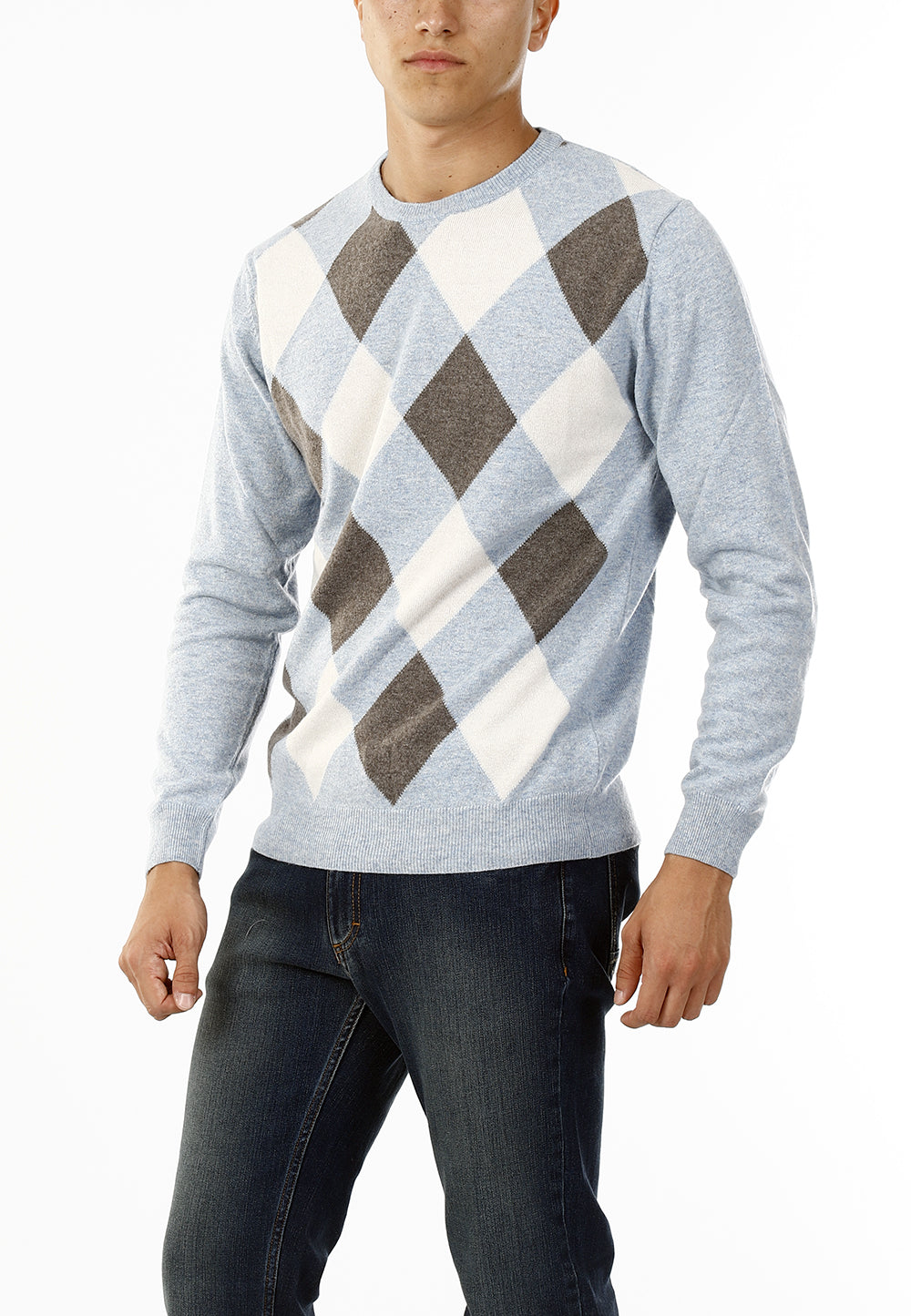 MAGLIONE GIROCOLLO ROMBI LANA E CASHMERE_ZUCCHERO