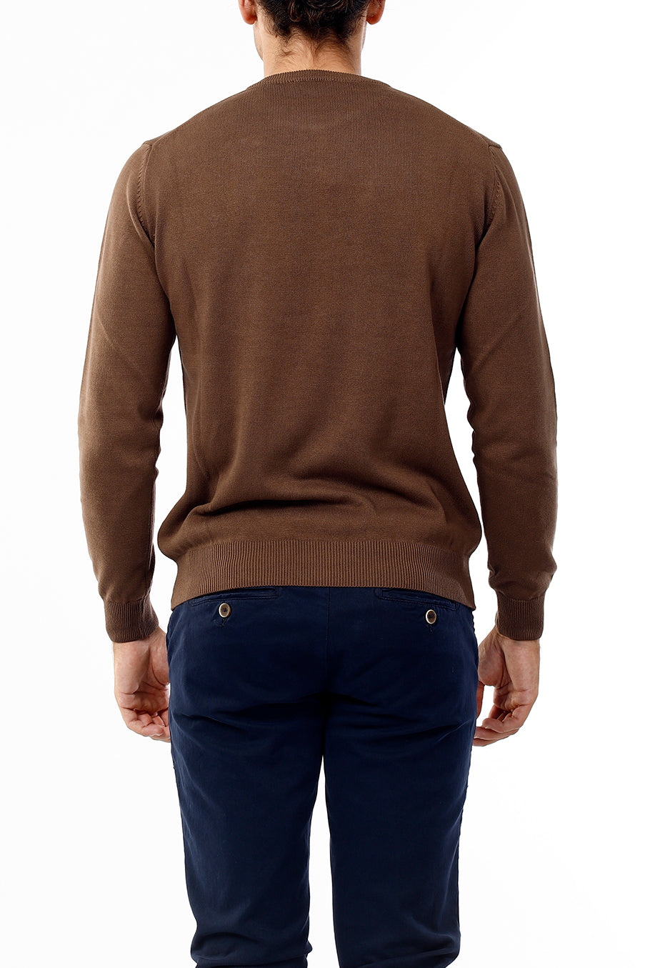 OLD RIVER MAGLIONE GIROCOLLO MINIMAL_TABACCO