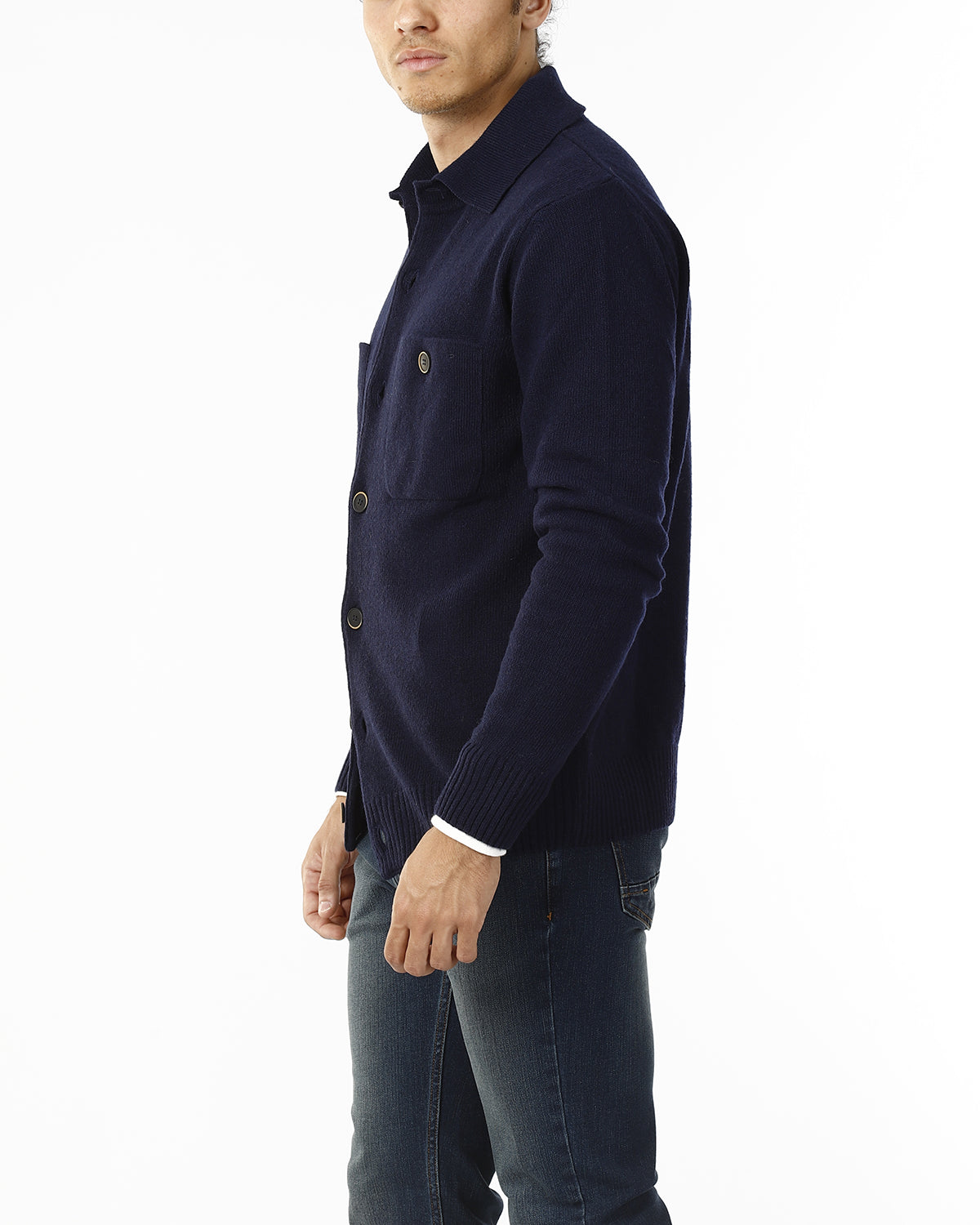 CARDIGAN CON COLLETTO E BOTTONI_BLU