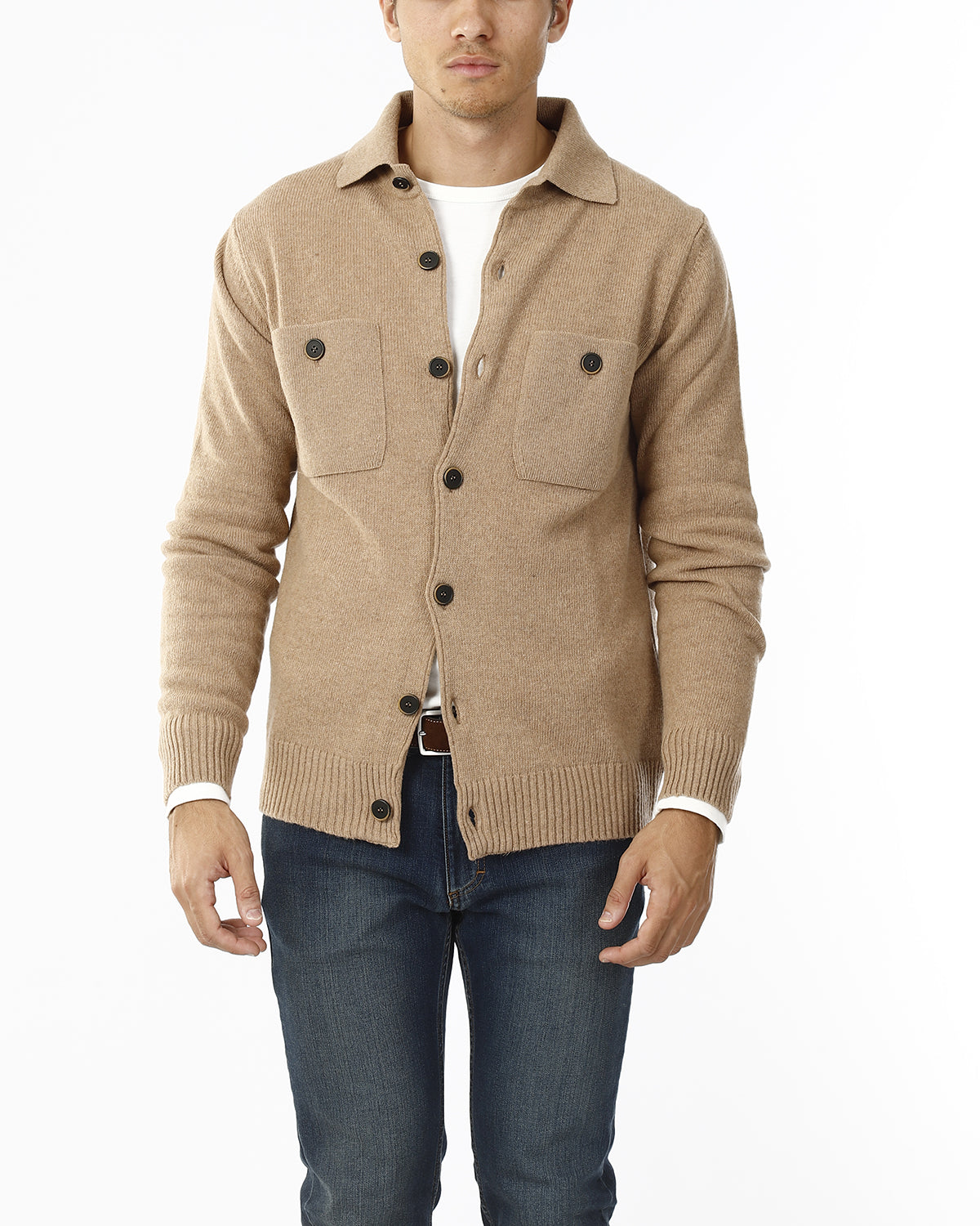 CARDIGAN CON COLLETTO E BOTTONI_BEIGE