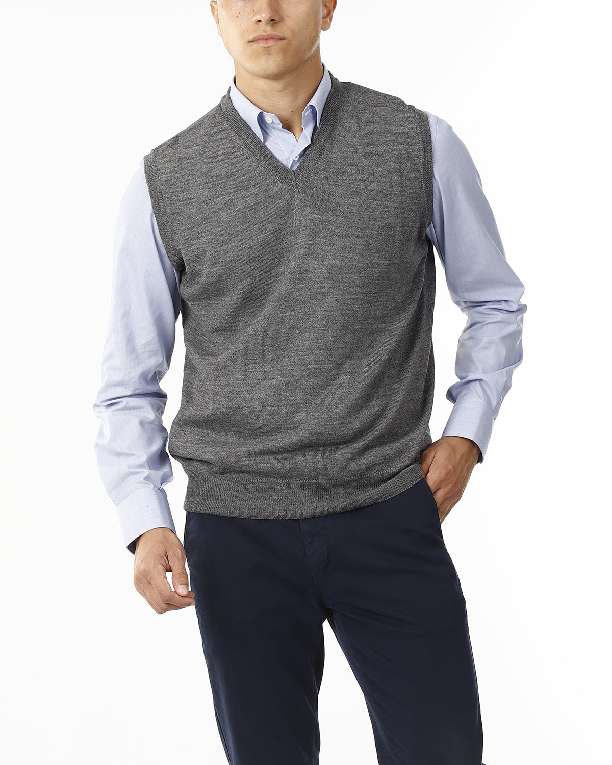 GILET SCOLLO V_GRIGIO