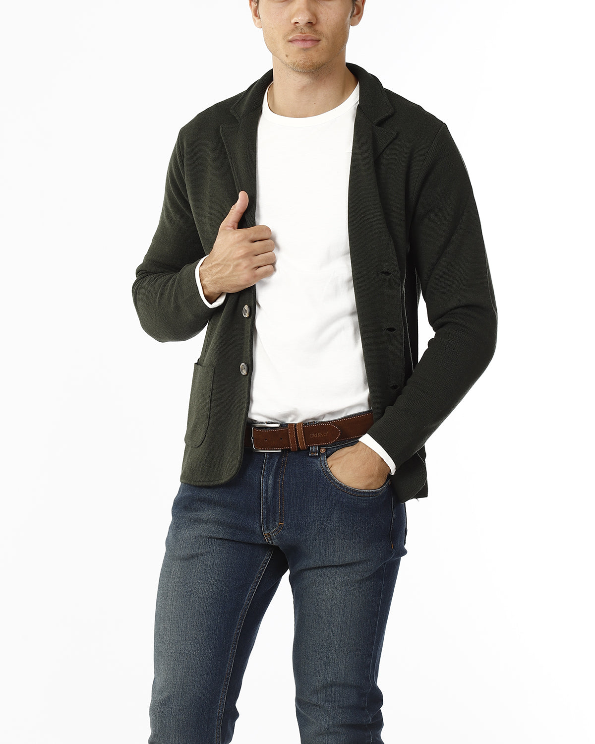 BLAZER IN MAGLIA A 3 BOTTONI_MILITARE