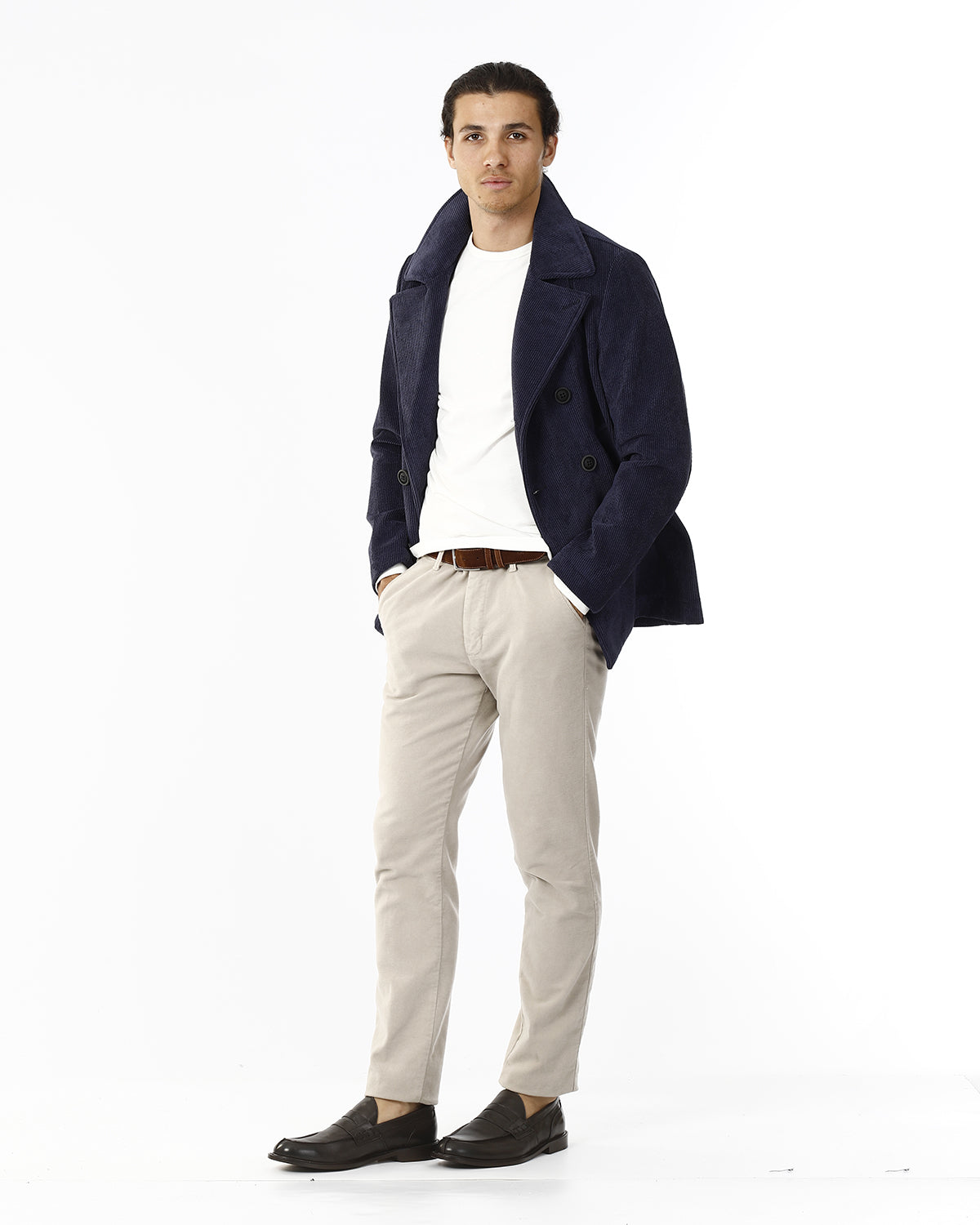 GIACCA DOPPIOPETTO VELLUTO A COSTE_BLU