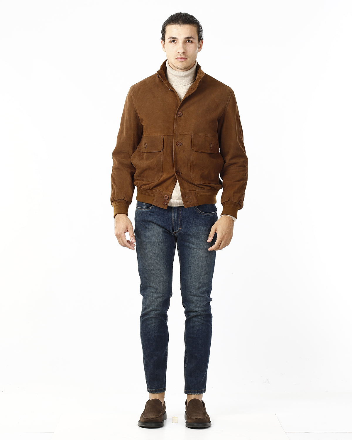 GIACCONE PELLE SCAMOSCIATA_CASTAGNA