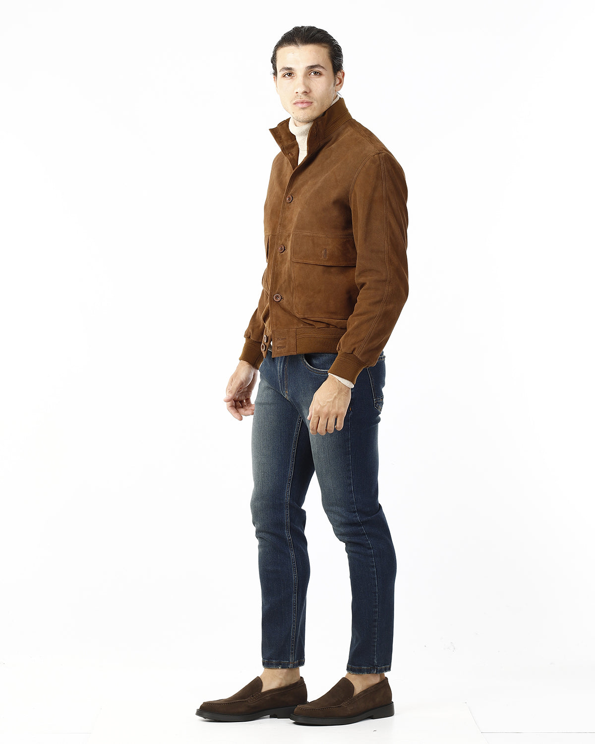 GIACCONE PELLE SCAMOSCIATA_CASTAGNA