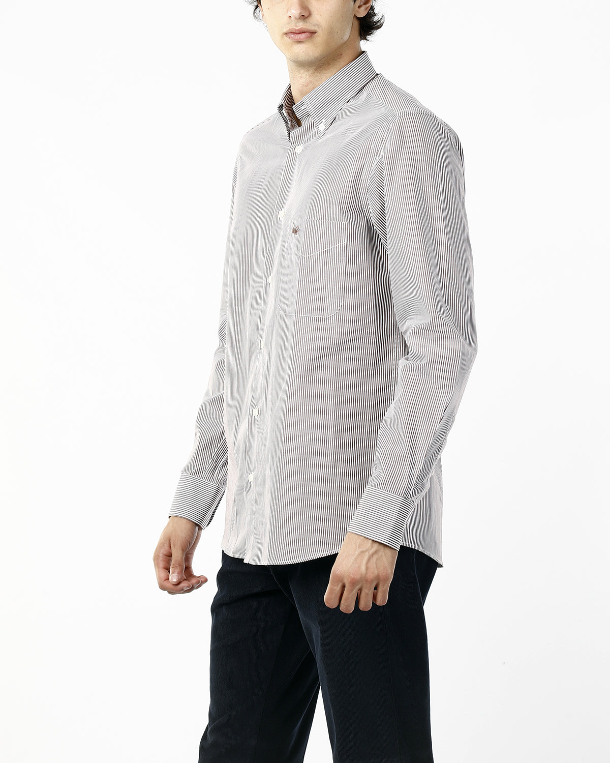 CAMICIA MICRORIGA MARRONE