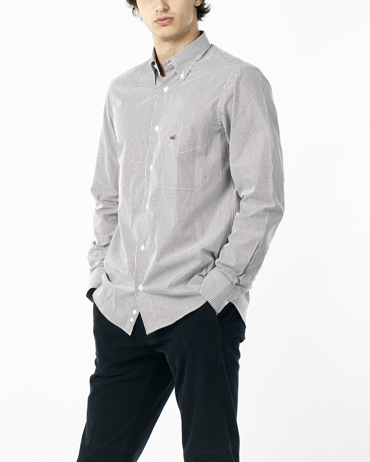 CAMICIA MICRORIGA MARRONE