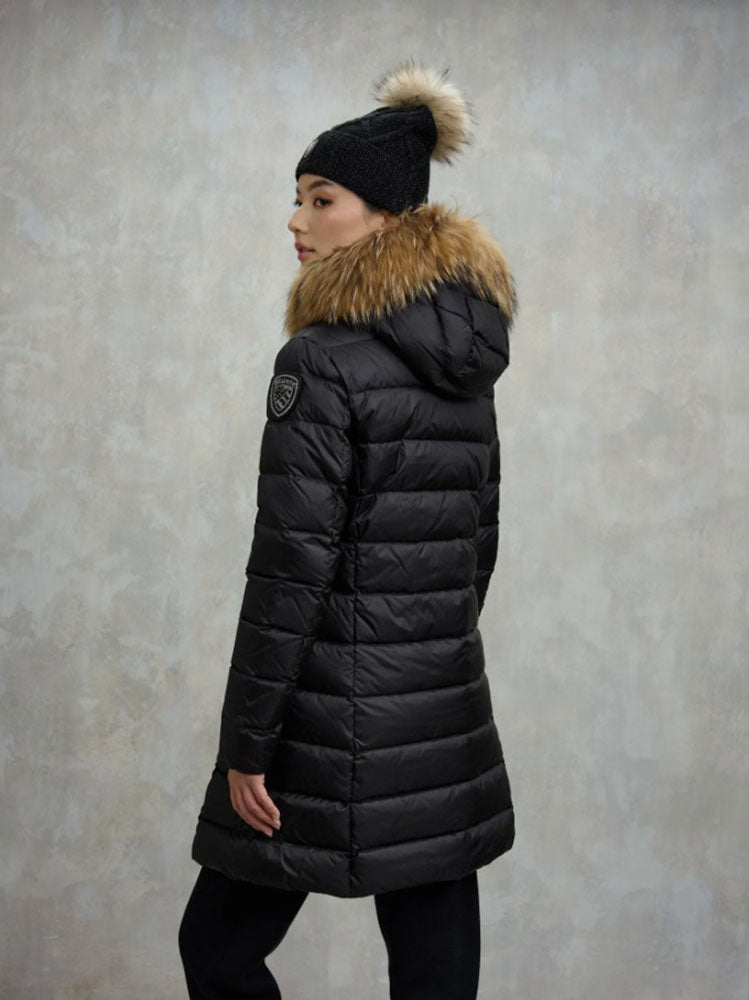 BLAUER GIUBBOTTO PIUMINO LUNGO CON PELLICCIA KRISTIN_NERO_3