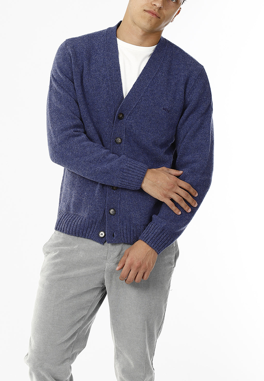 CARDIGAN SCOLLO V LANA SHETLAND 100%_AVION