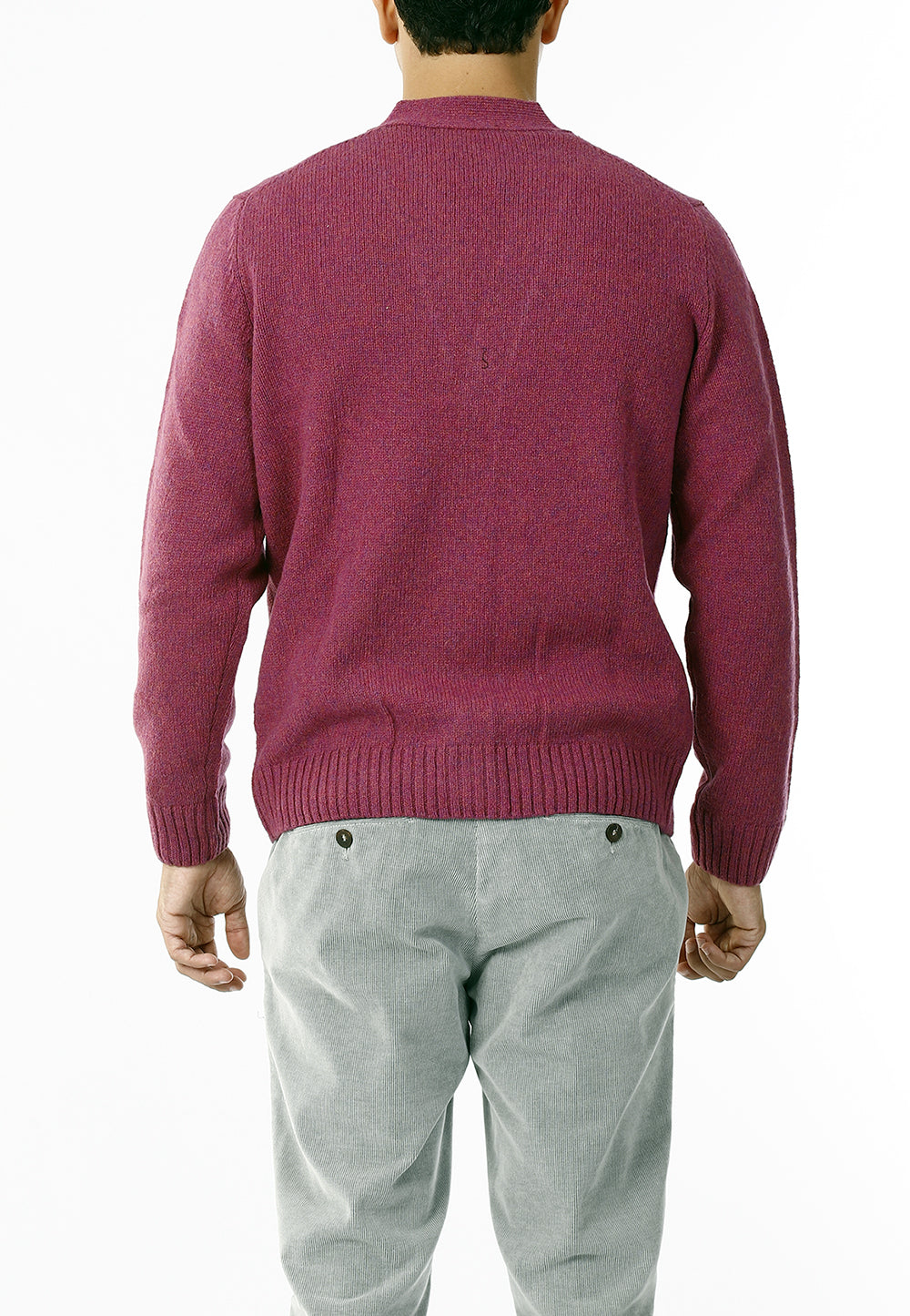 CARDIGAN SCOLLO V LANA SHETLAND 100%_VIOLA