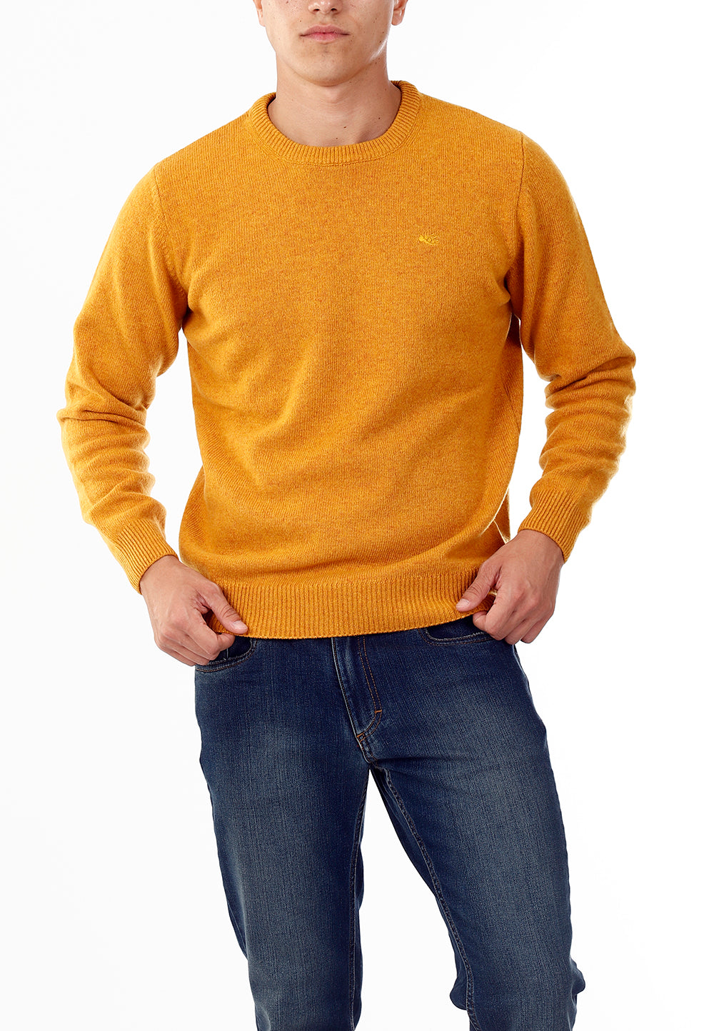 OLD RIVER MAGLIONE GIROCOLLO MINIMAL LANA_SENAPE