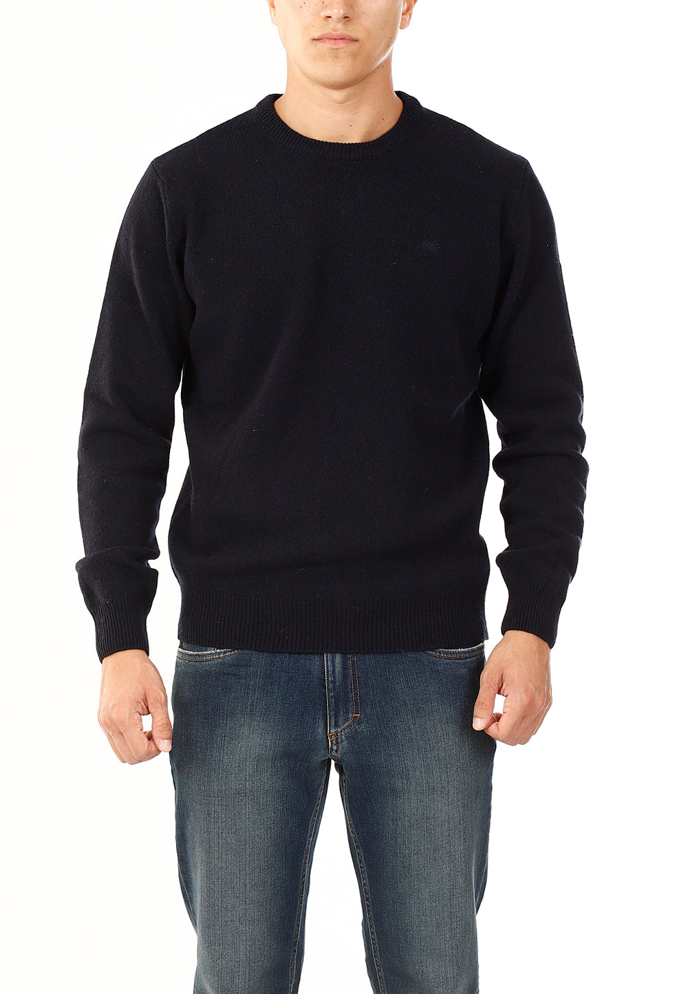 OLD RIVER MAGLIONE GIROCOLLO MINIMAL LANA_BLU