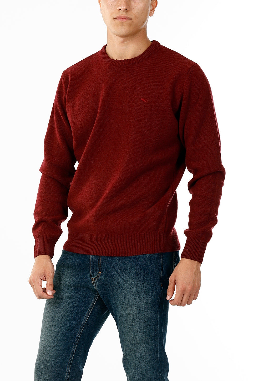 OLD RIVER MAGLIONE GIROCOLLO MINIMAL LANA_BORDEAUX