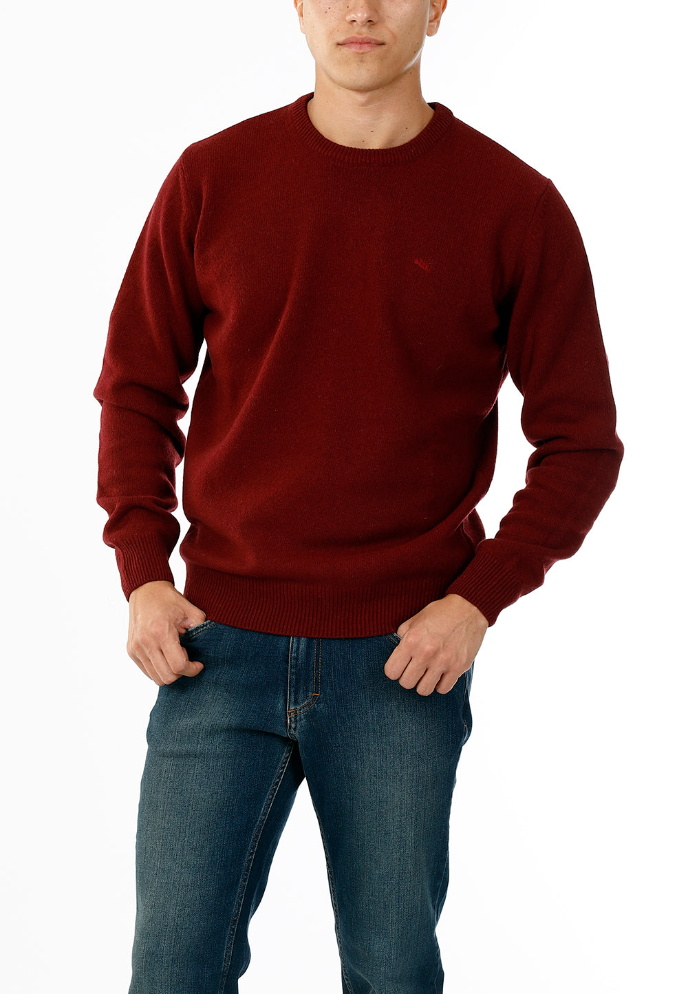 OLD RIVER MAGLIONE GIROCOLLO MINIMAL LANA_BORDEAUX