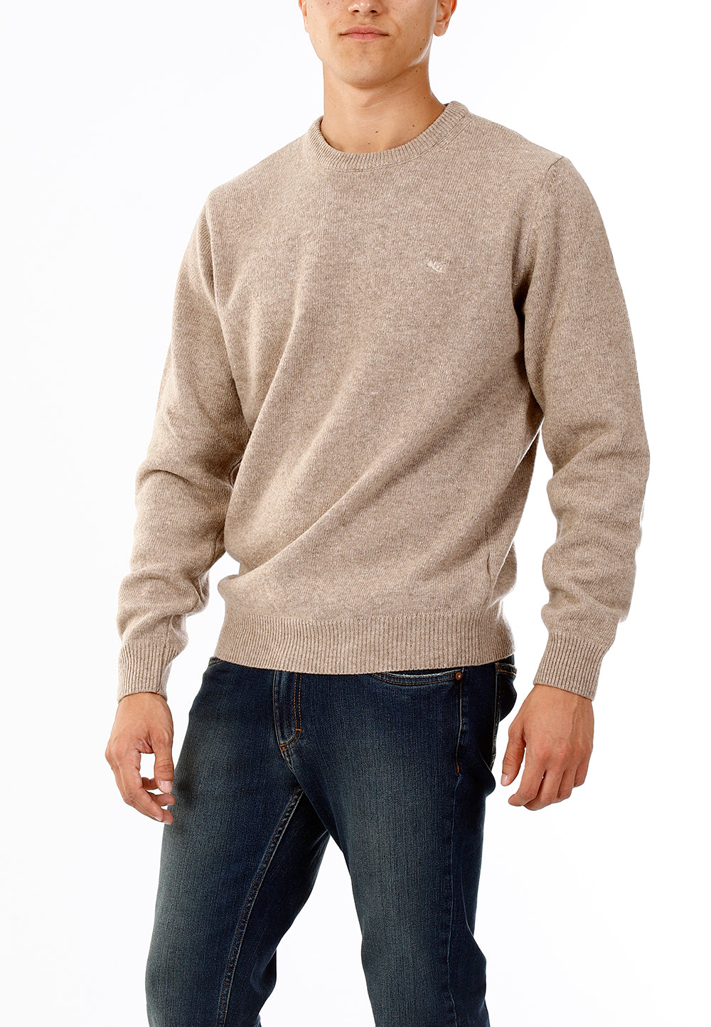 OLD RIVER MAGLIONE GIROCOLLO MINIMAL LANA_BEIGE