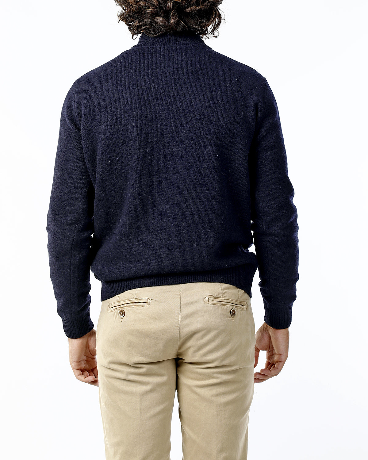 MAGLIONE CON LUPETTO MEZZA ZIP_BLU