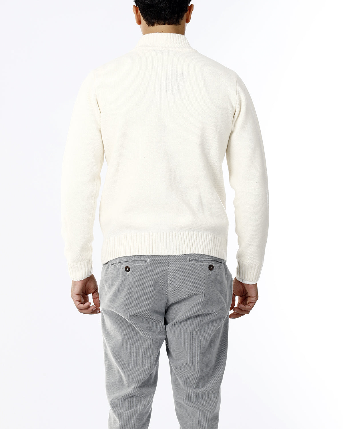 CARDIGAN COLLO ALTO CON BOTTONI_PANNA