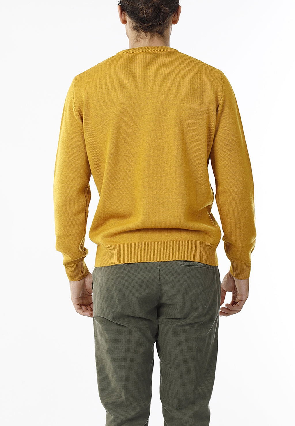 MAGLIONE GIROCOLLO MINIMAL MISTO LANA_SENAPE