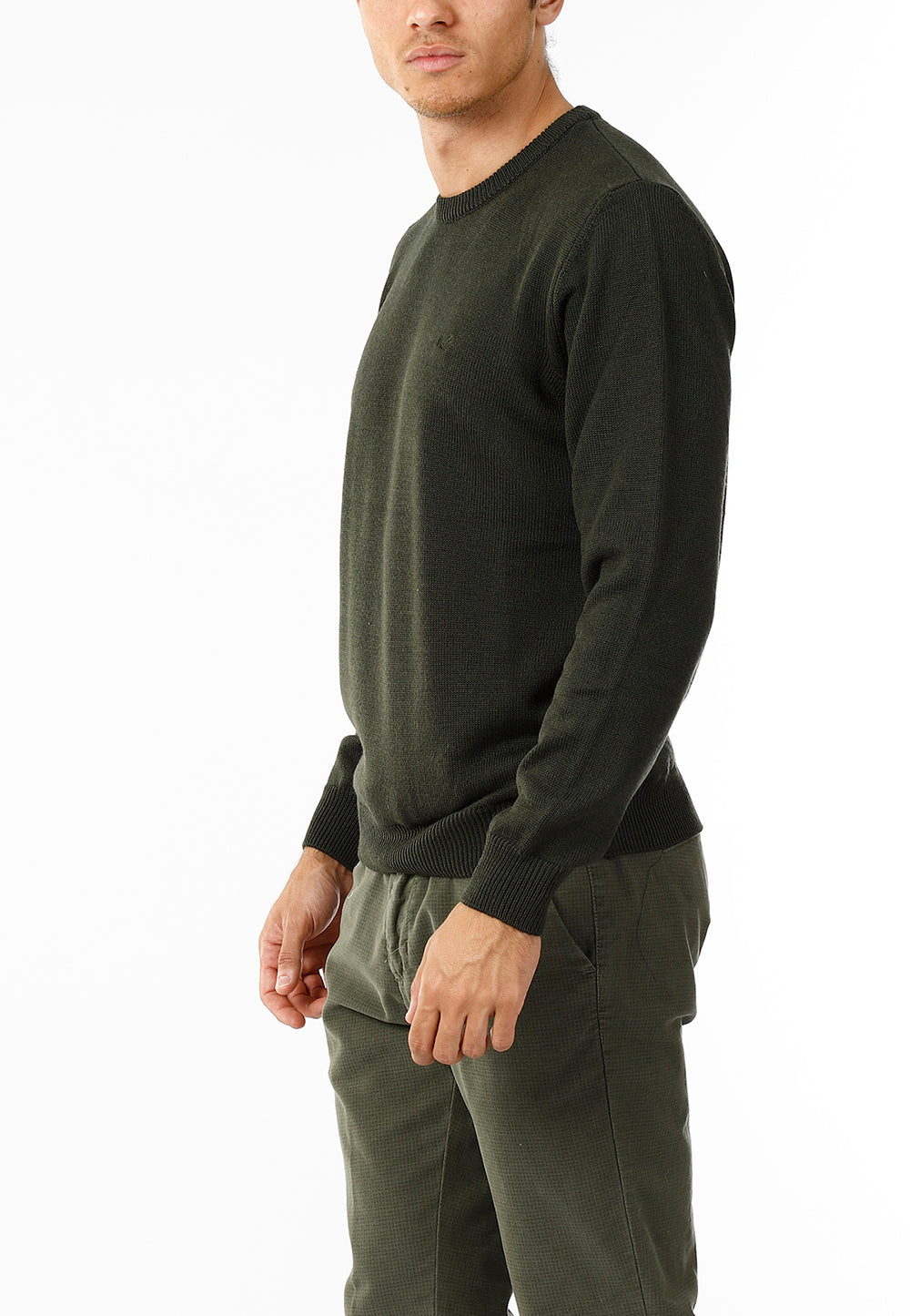 AGLIONE GIROCOLLO MINIMAL MISTO LANA_MILITARE