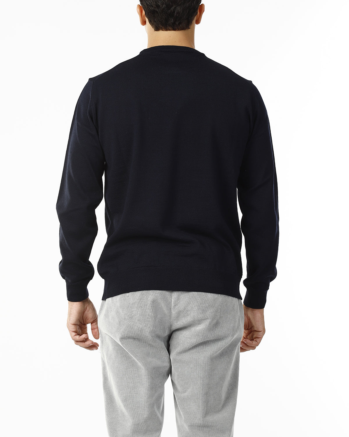 MAGLIONE GIROCOLLO MISTO LANA RASATA_BLU