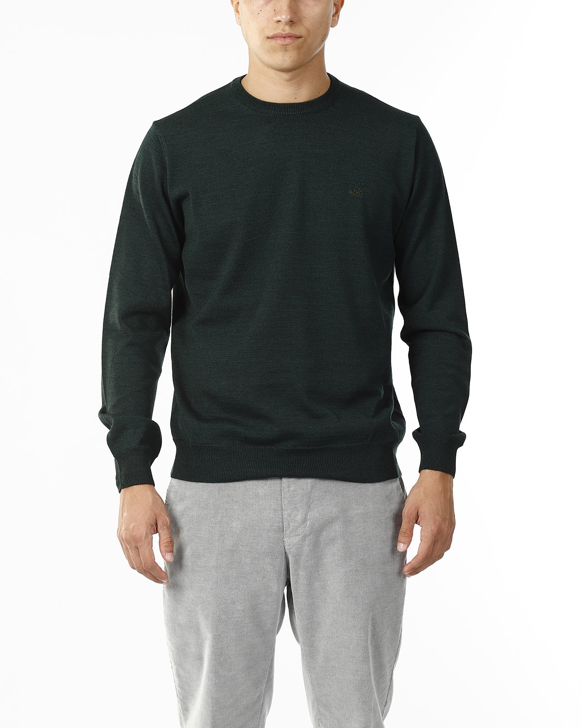 MAGLIONE GIROCOLLO MISTO LANA RASATA_VERDE