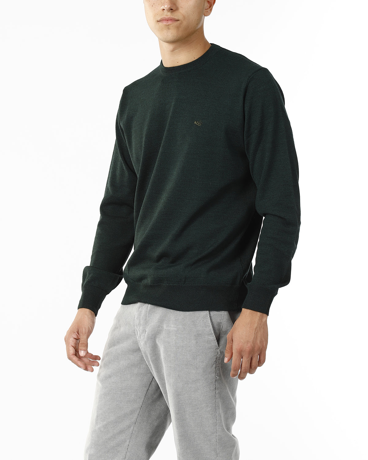 MAGLIONE GIROCOLLO MISTO LANA RASATA_VERDE