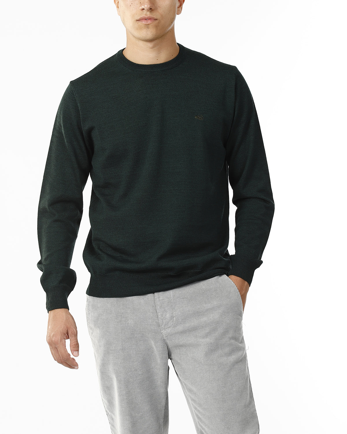 MAGLIONE GIROCOLLO MISTO LANA RASATA_VERDE