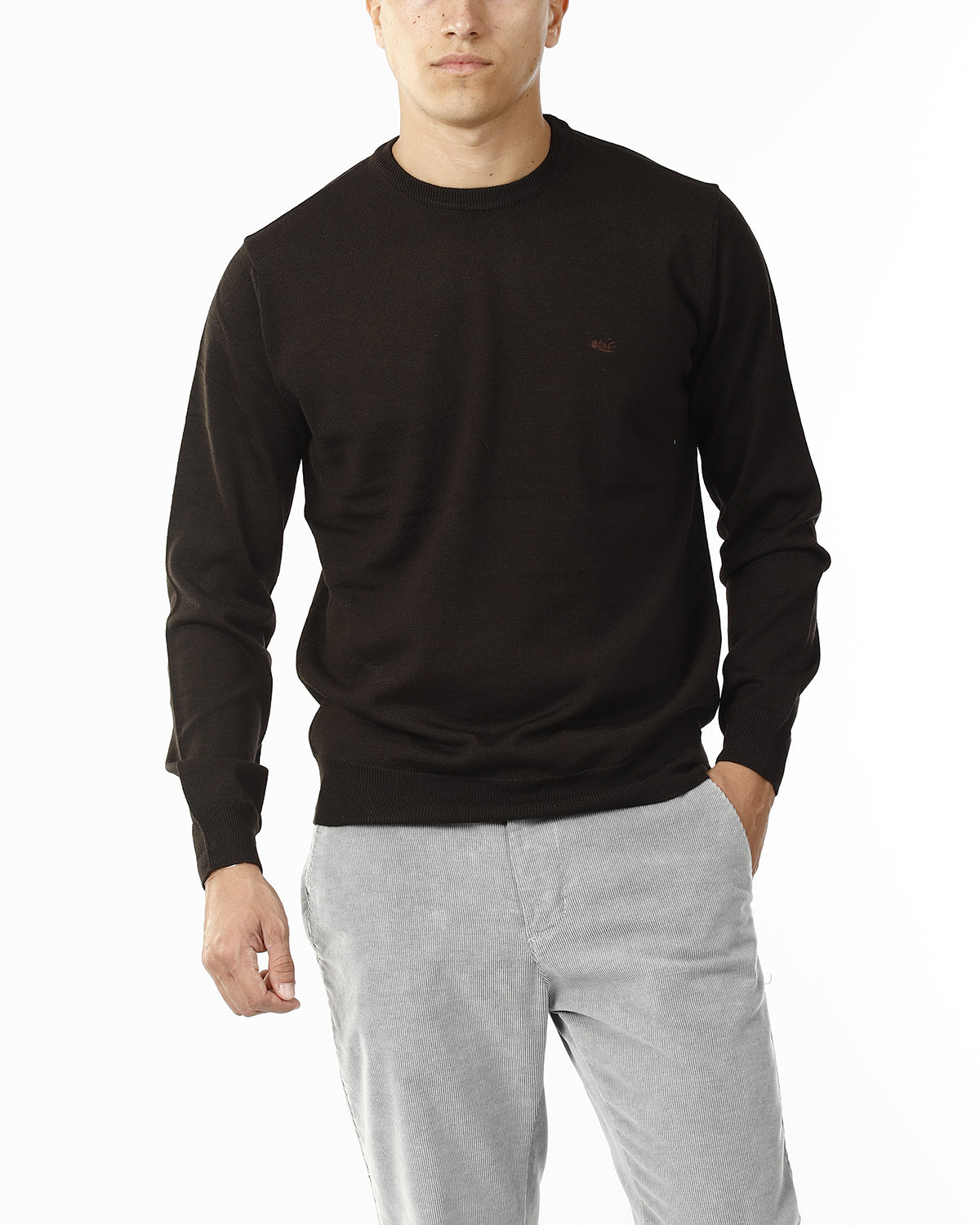 MAGLIONE GIROCOLLO MISTO LANA RASATA_CASTAGNA