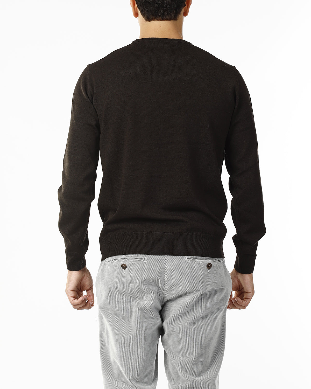 MAGLIONE GIROCOLLO MISTO LANA RASATA_CASTAGNA