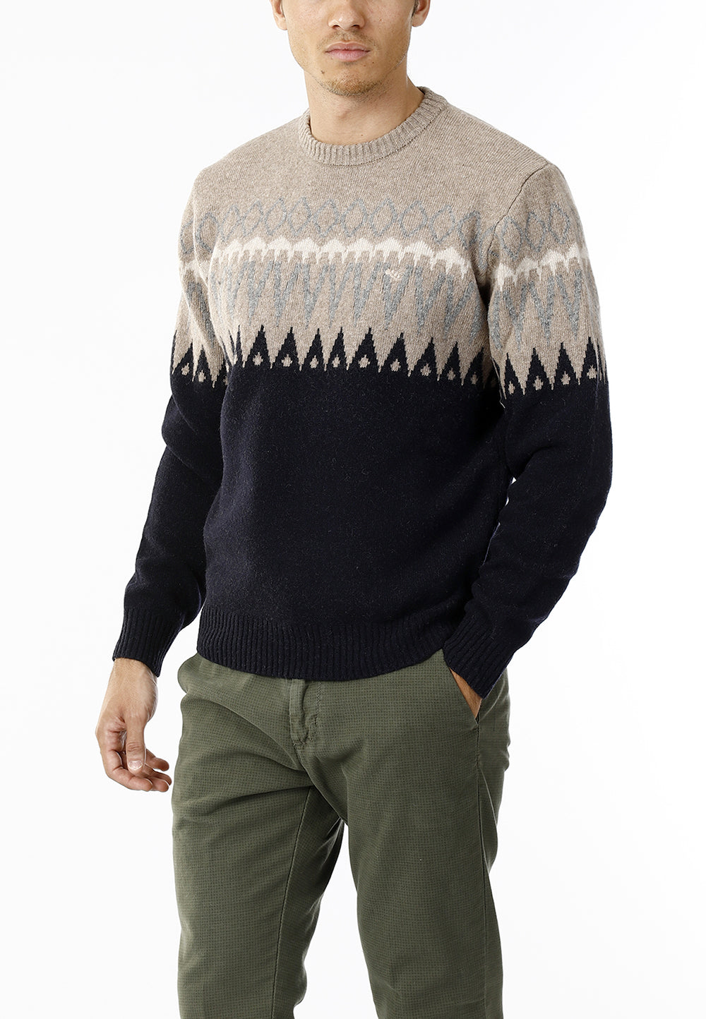 MAGLIONE GIROCOLLO FANTASIA INVERNO_BLU