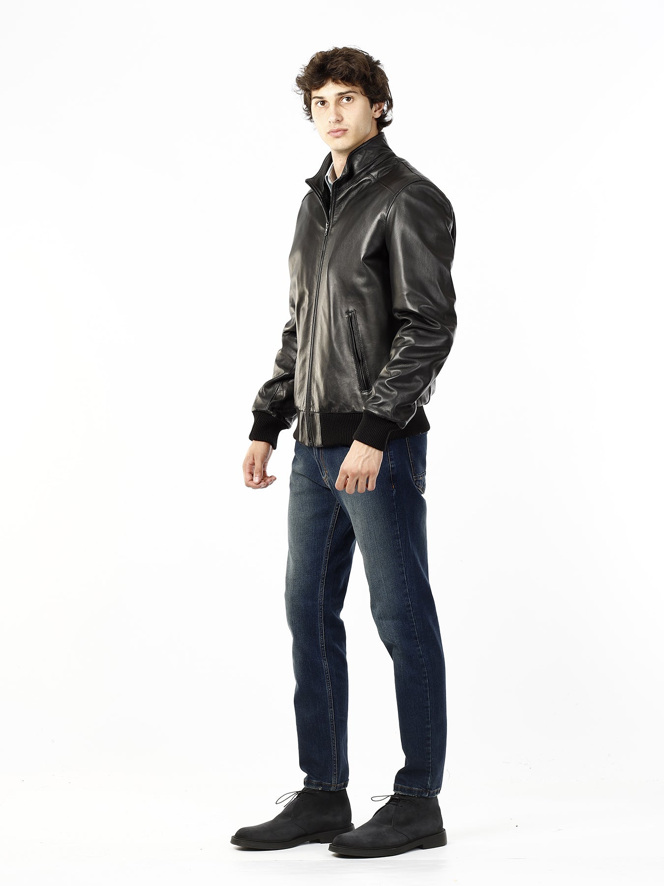 OLD RIVER BOMBER PELLE 100%_NERO