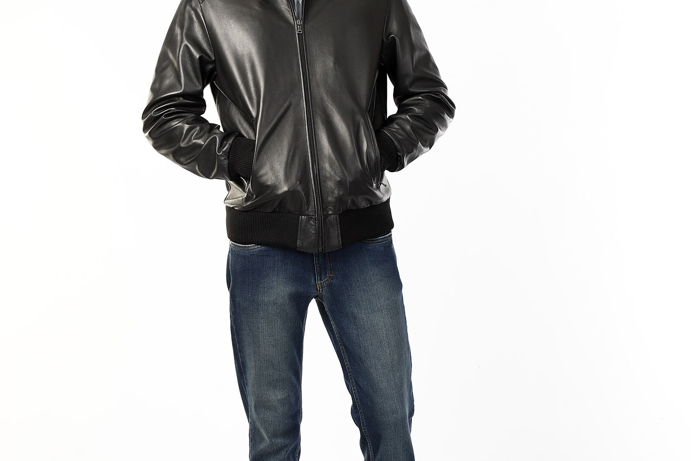 OLD RIVER BOMBER PELLE 100%_NERO