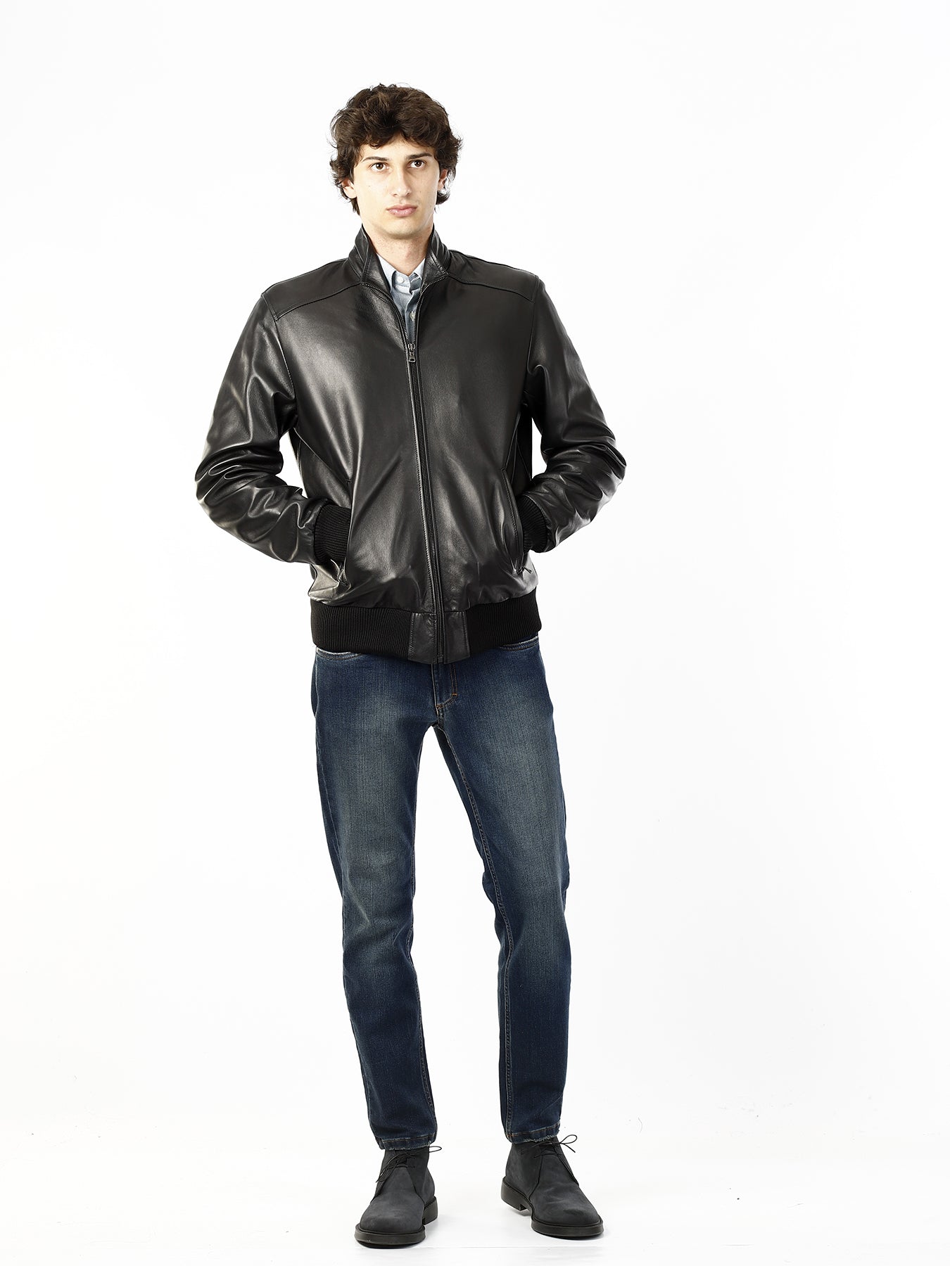 OLD RIVER BOMBER PELLE 100%_NERO